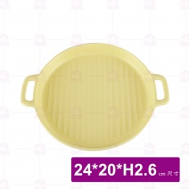 9.5吋線紋圓形雙耳烤盤-黃 24(含耳)x20xH2.6cm