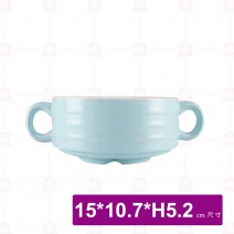 4吋雙耳條紋湯盅-水藍 15(含耳)x10.7xH5.2cm
