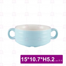 4吋雙耳條紋湯盅-水藍 15(含耳)x10.7xH5.2cm
