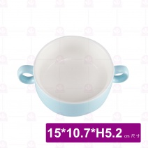 4吋雙耳條紋湯盅-水藍 15(含耳)x10.7xH5.2cm