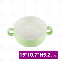 4吋雙耳條紋湯盅-綠 15(含耳)x10.7xH5.2cm