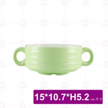 4吋雙耳條紋湯盅-綠 15(含耳)x10.7xH5.2cm