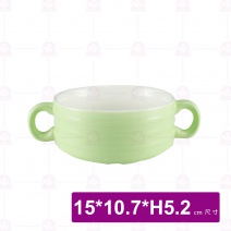 4吋雙耳條紋湯盅-綠 15(含耳)x10.7xH5.2cm