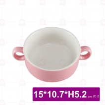 4吋雙耳條紋湯盅-粉 15(含耳)x10.7xH5.2cm