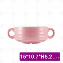 4吋雙耳條紋湯盅-粉 15(含耳)x10.7xH5.2cm