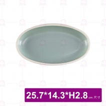 和平蛋型盤 10吋 白邊亞光灰綠 (8入/盒)
