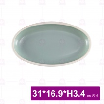 和平蛋型盤 12吋 白邊亞光灰綠 (5入/盒)