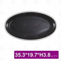 和平蛋型盤 14吋 白邊亞光烏灰 (5入/盒)