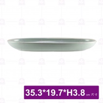 和平蛋型盤 14吋 白邊亞光灰綠 (5入/盒)