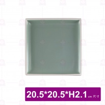 和平正方盤 8吋 白邊亞光灰綠 (6入/盒)