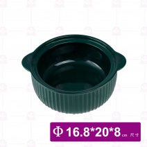 條紋泡麵碗附蓋(綠色)