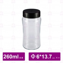 耐熱果汁瓶-旋轉黑蓋 260cc