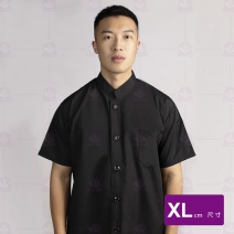 9776平黑/中山領單排黑扣-短袖XL