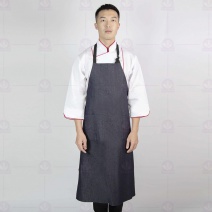 牛仔吊帶長圍裙 藍,黑 #9251