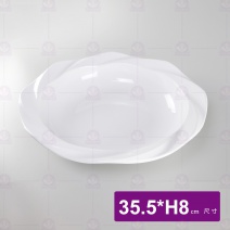 【LihTay】5008波浪羹盤-磁乳白加金 35.5xH8cm
