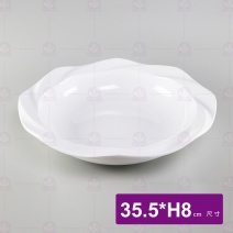 【LihTay】5008波浪羹盤-磁乳白加金 35.5xH8cm