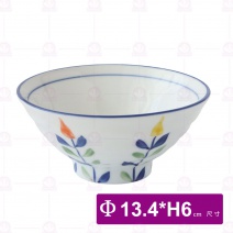 日式錦藝陶瓷5.3吋飯碗-花葉