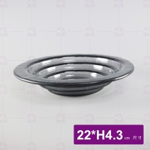窯燒玻璃Caesar圓深碗-灰色 22xH4.3cm