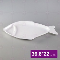 【LihTay】812魚盤-乳白 36.8x22cm