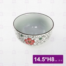 手繪紅菊6吋麵碗 14.5x8cm