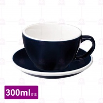 【LOVERAMICS愛陶樂】蛋形拿鐵杯盤組-深藍色 300ml