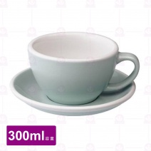 【LOVERAMICS愛陶樂】蛋形拿鐵杯盤組-水藍色 300ml