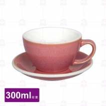 【LOVERAMICS愛陶樂】蛋形拿鐵杯盤組-莓果色 300ml