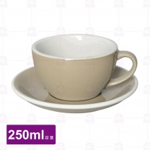 【LOVERAMICS愛陶樂】蛋形卡布杯盤組-灰褐色 250ml