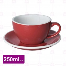 【LOVERAMICS愛陶樂】蛋形卡布杯盤組-紅色 250ml