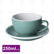 【LOVERAMICS愛陶樂】蛋形卡布杯盤組-藍綠色 250ml