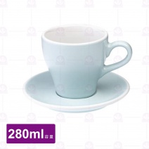 【LOVERAMICS愛陶樂】鬱金香拿鐵杯盤組-水藍色 280ml