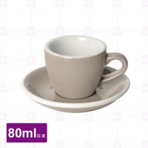 【LOVERAMICS愛陶樂】蛋形濃縮咖啡杯盤組-灰褐色 80ml