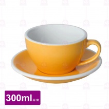 【LOVERAMICS愛陶樂】蛋形拿鐵杯盤組-黃色 300cc