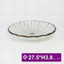 藍線紋曲邊波浪圓盤 8.75吋 Φ27.5xH3.8cm