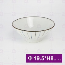 藍線紋高台丸丼 7.5吋 Φ19.5xH8cm