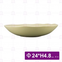 9.5吋荷口條紋深盤-無光灰黃綠