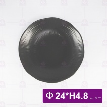 9.5吋荷口條紋深盤-無光墨灰