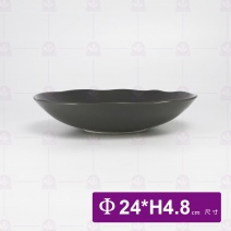 9.5吋荷口條紋深盤-無光墨灰