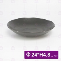 9.5吋荷口條紋深盤-無光墨灰