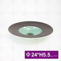 綠色湯盤9.5吋-時和年豐