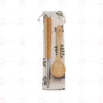 【雅柏】304餐具組(木尖匙)束口3號