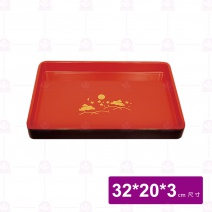 【菊川本味】木烤漆托盤-長方/月兔紅32x20x3cm