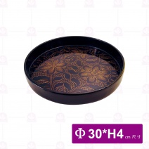 【菊川本味】木烤漆托盤-圓/彩花金30x4cm