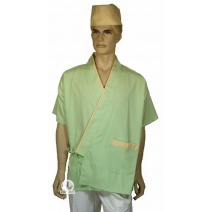 A265 日式廚師服-蘋果綠藍米黃門襟