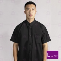 9776平黑/中山領單排黑扣-短袖 L