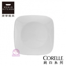 【美國康寧 CORELLE】2213NL白方型餐盤26.6x1.9cm