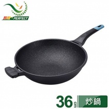 【PERFECT理想】日式黑金鋼炒鍋 36cm(無蓋)含側耳
