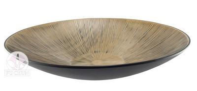 太陽花斗笠深皿(黑+金黃) E3018 46*10.5cm