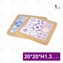 陶瓷軟木鍋墊-花磚(藍/粉)1入