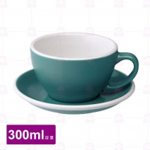 【LOVERAMICS愛陶樂】蛋形拿鐵杯盤組-藍綠色 300ml
